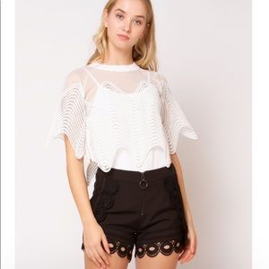 Gracia white net crop top